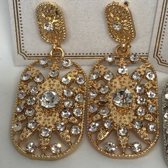 💋 Silver rhinestone or gold rhinestone Earrings - Picture 3 of 8